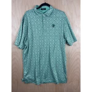 HMS Golf Collection Green Horseshoe Print Polo Shirt Men’s Size L